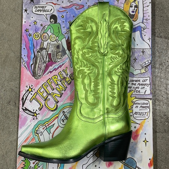 Jeffrey Campbell Shoes - Metallic Green Cowboy Boots💚